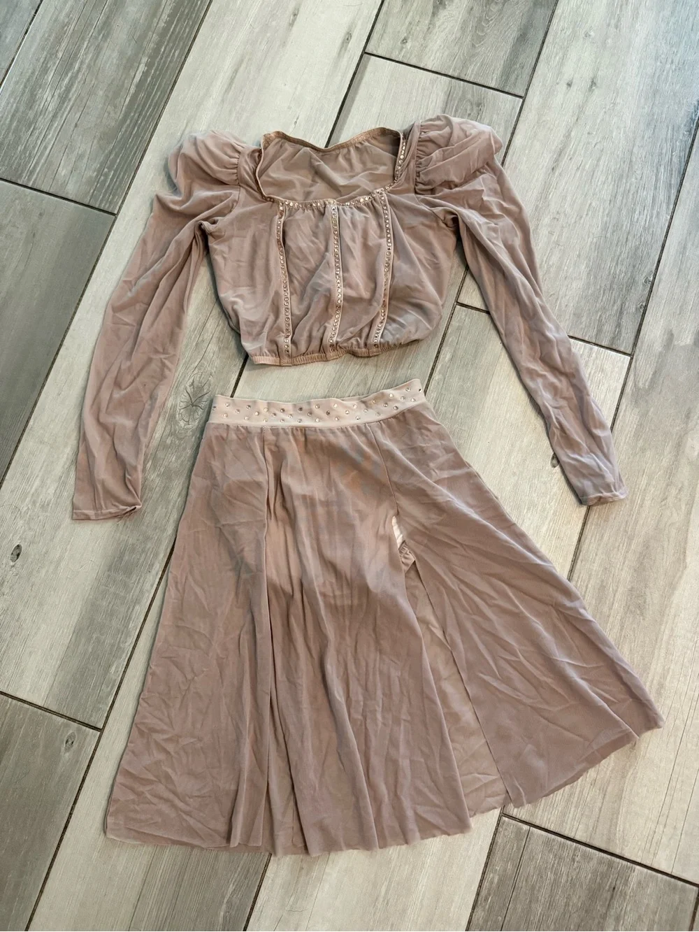 Teen Dusty Mauve Two-Piece Dance Costume Set